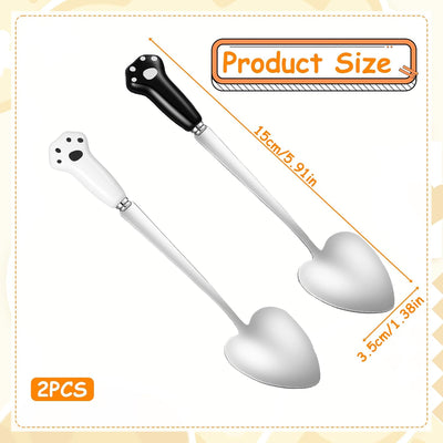 Cuchara acero inox para gatos y perros 2 pzas mango largo