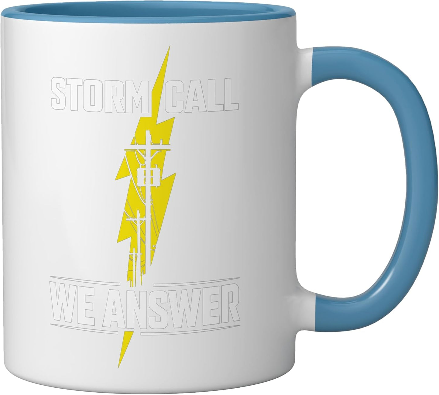 Taza Cerámica Alta Voltaje para Trabajador Eléctrico Azul Blanco