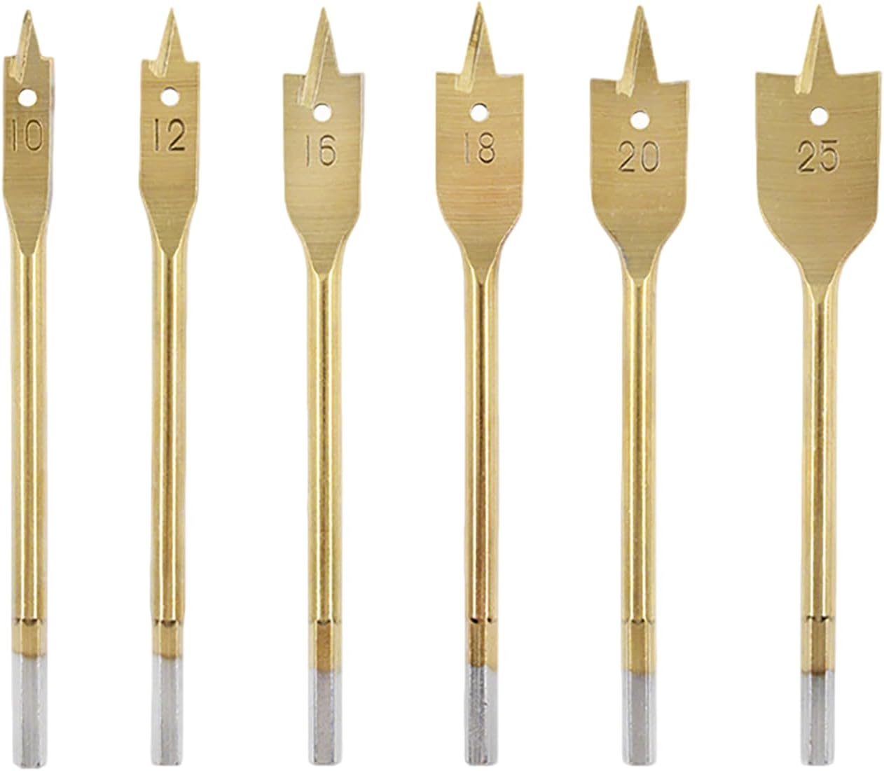 6 Brocas Acero Carbono Revestimiento Titanio 3/8pulg Carpintería