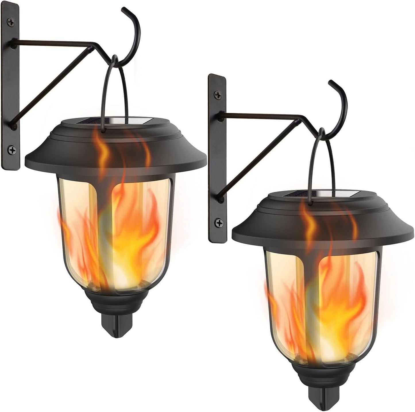 2 Faroles Solares Llama Colgantes Led Parpadeante Impermeable