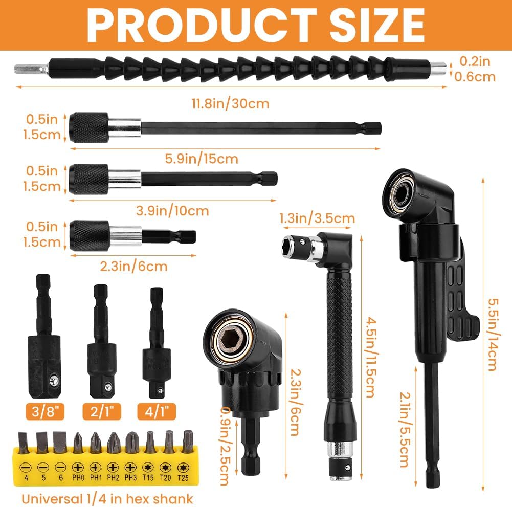 Set 21 Brocas Flexibles con Adaptador Taladro 1/4-1/2pulg