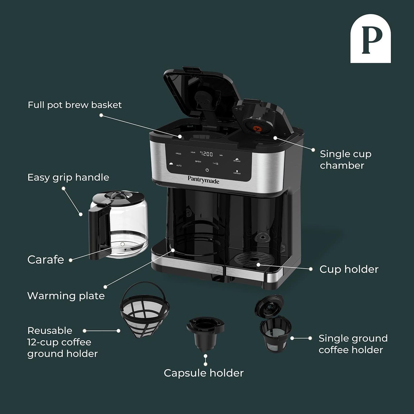 Máquina café doble infusión 12 tazas exprimidor prensa frío