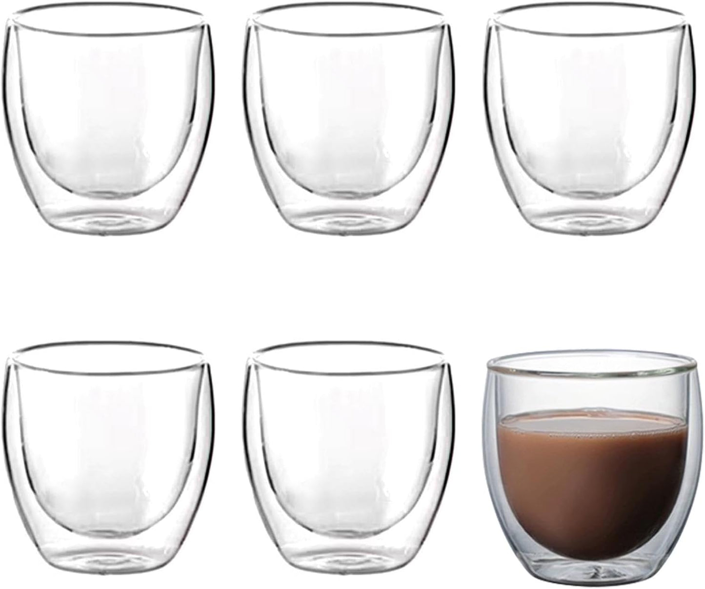 6 Tazas Expreso Doble Pared 2.7oz Transparentes Demitasse