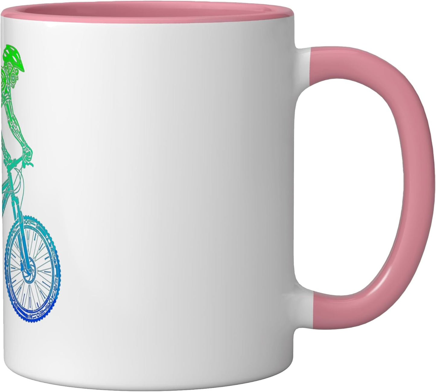 Taza Cerámica para Ciclistas de Montaña Rosa/Blanca