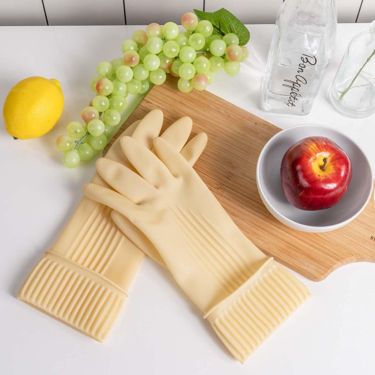 Guantes goma antideslizantes cocina limpieza blanco
