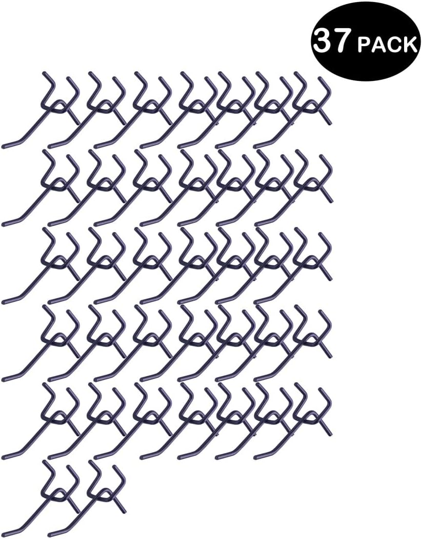 37 Ganchos Negros 2pulg para Tablero Clavijas 1/4 y 1/8