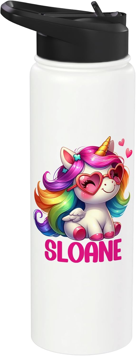 Bottella de agua personalizada unicornio acero inoxidable aislada