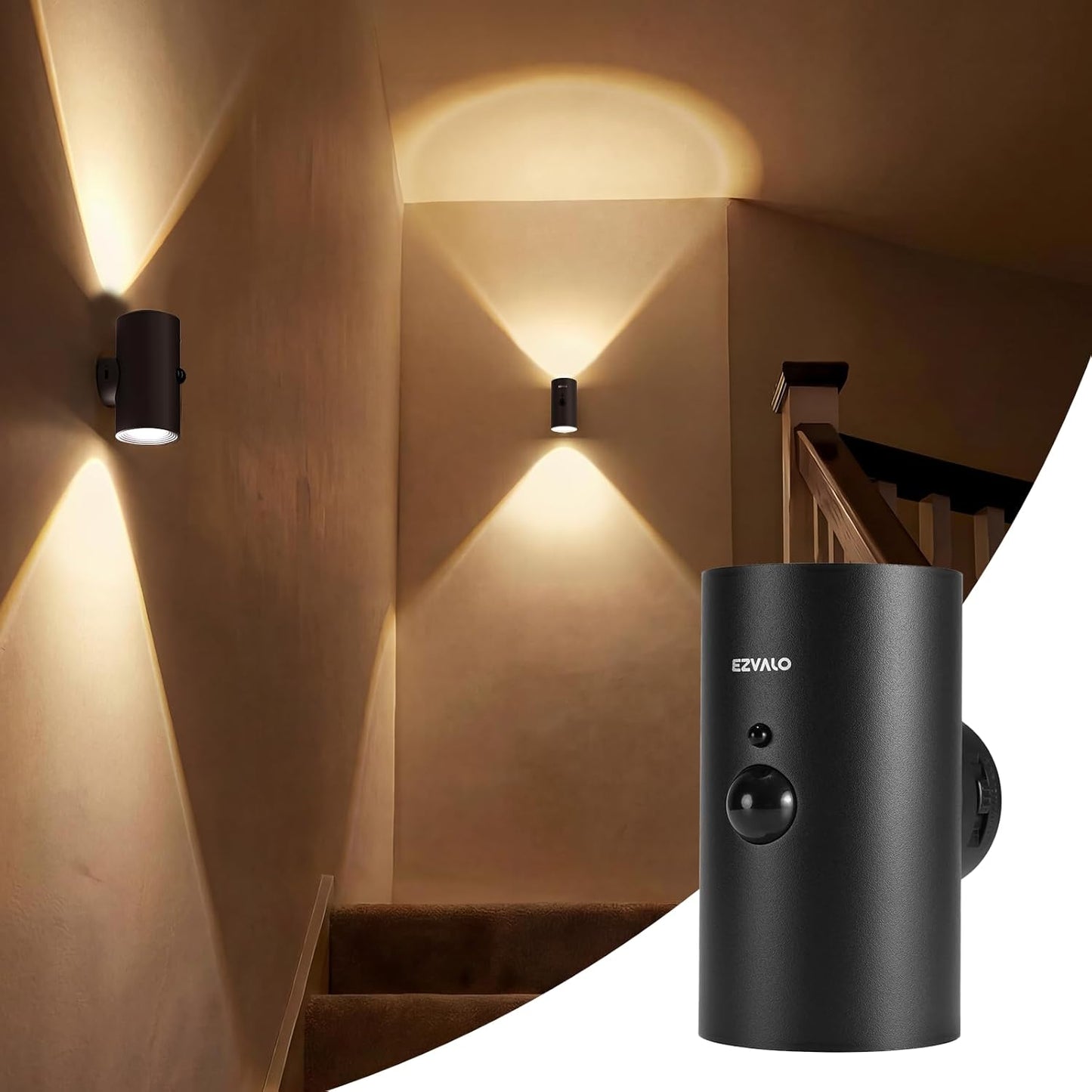 Aplique pared sensor movimiento control remoto LED negro