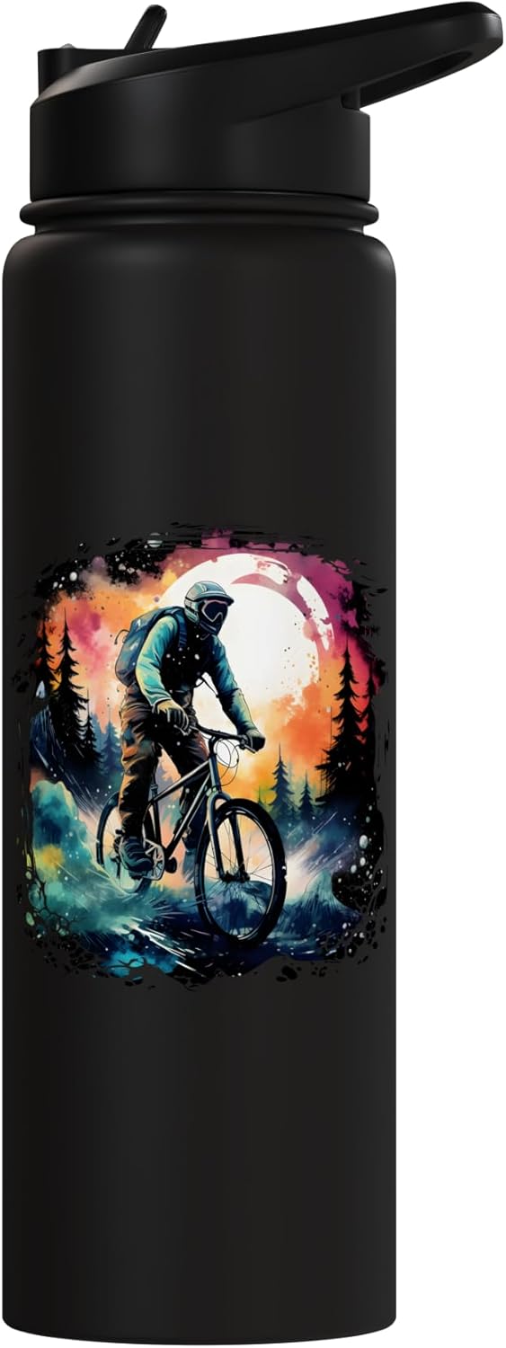 Botella de agua aislada de acero inoxidable para bicicleta retro