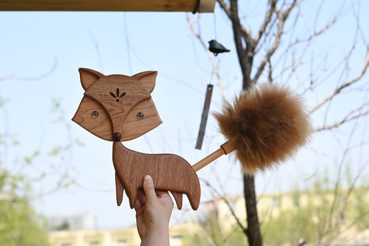 Zorro de madera para decorar hogar y oficina