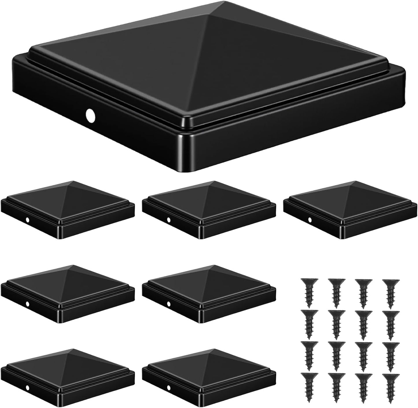 8 Tapas Piramidales Aluminio para Postes Madera