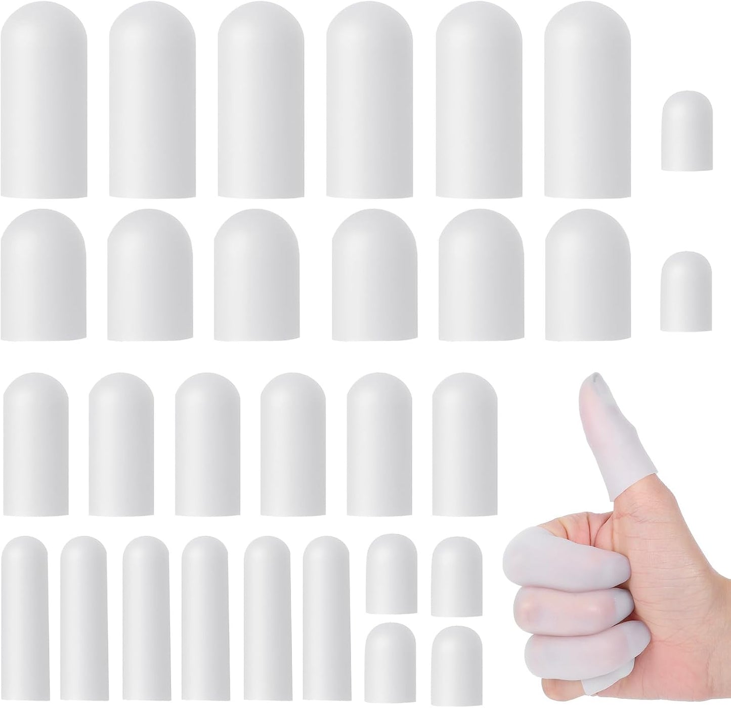 30 Protectores Dedos Silicona 5 Tallas Gel Reutilizables