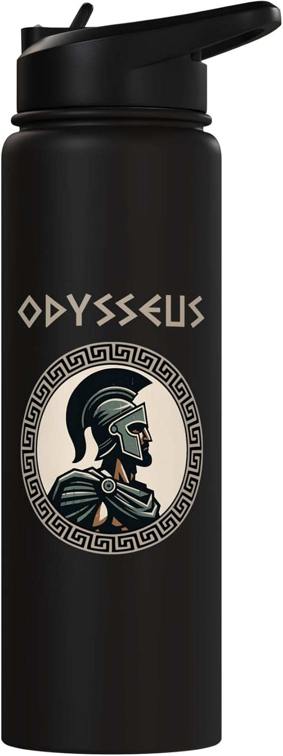 Botella agua acero inox aislada mitología griega