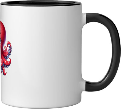Taza cerámica romantic animal hugging heart pulpo negro/blanco