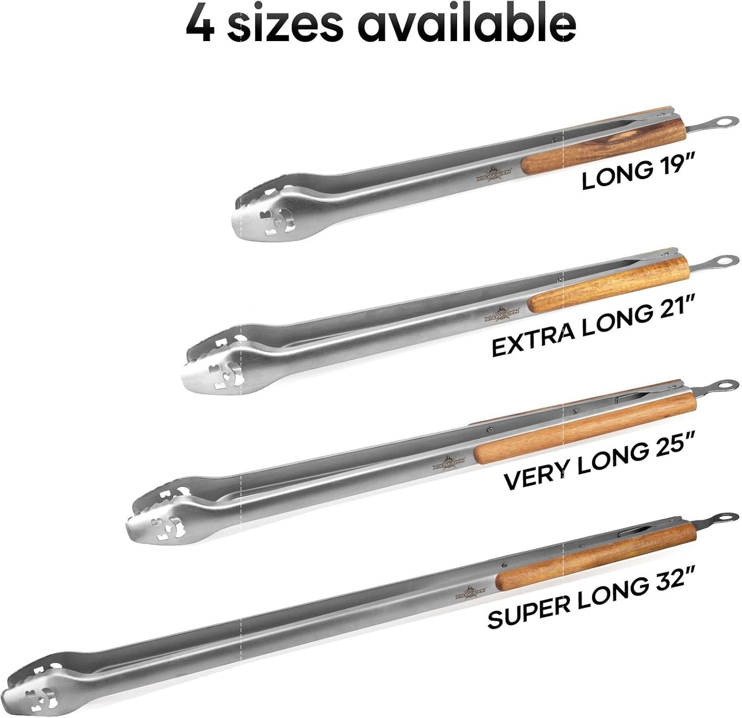 Pinzas barbacoa acero inox 21pulg mango acacia duradera