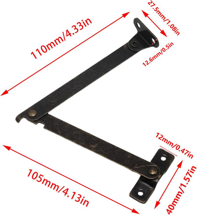 4 Bisagras Latón Antiguo Soporte Tapa Plegable Caja Madera