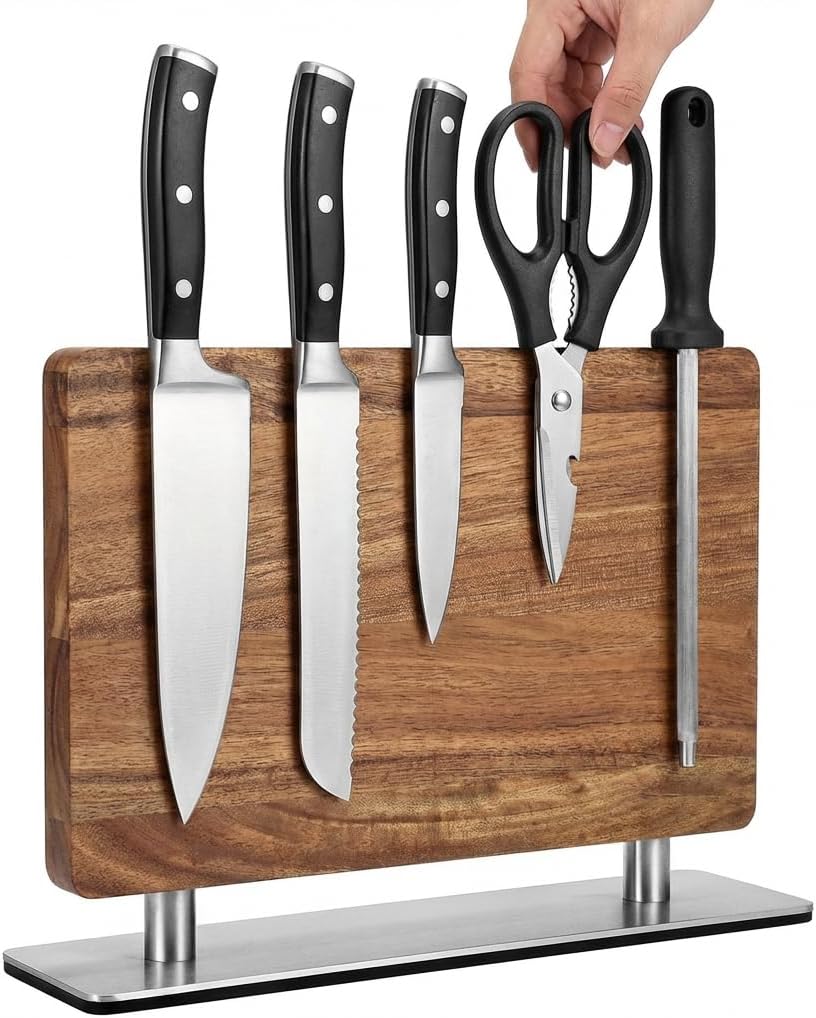 Soporte magnético para cuchillos de madera acacia doble cara