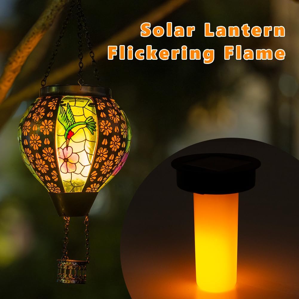Farol solar globos de aire caliente para jardín y colibrí