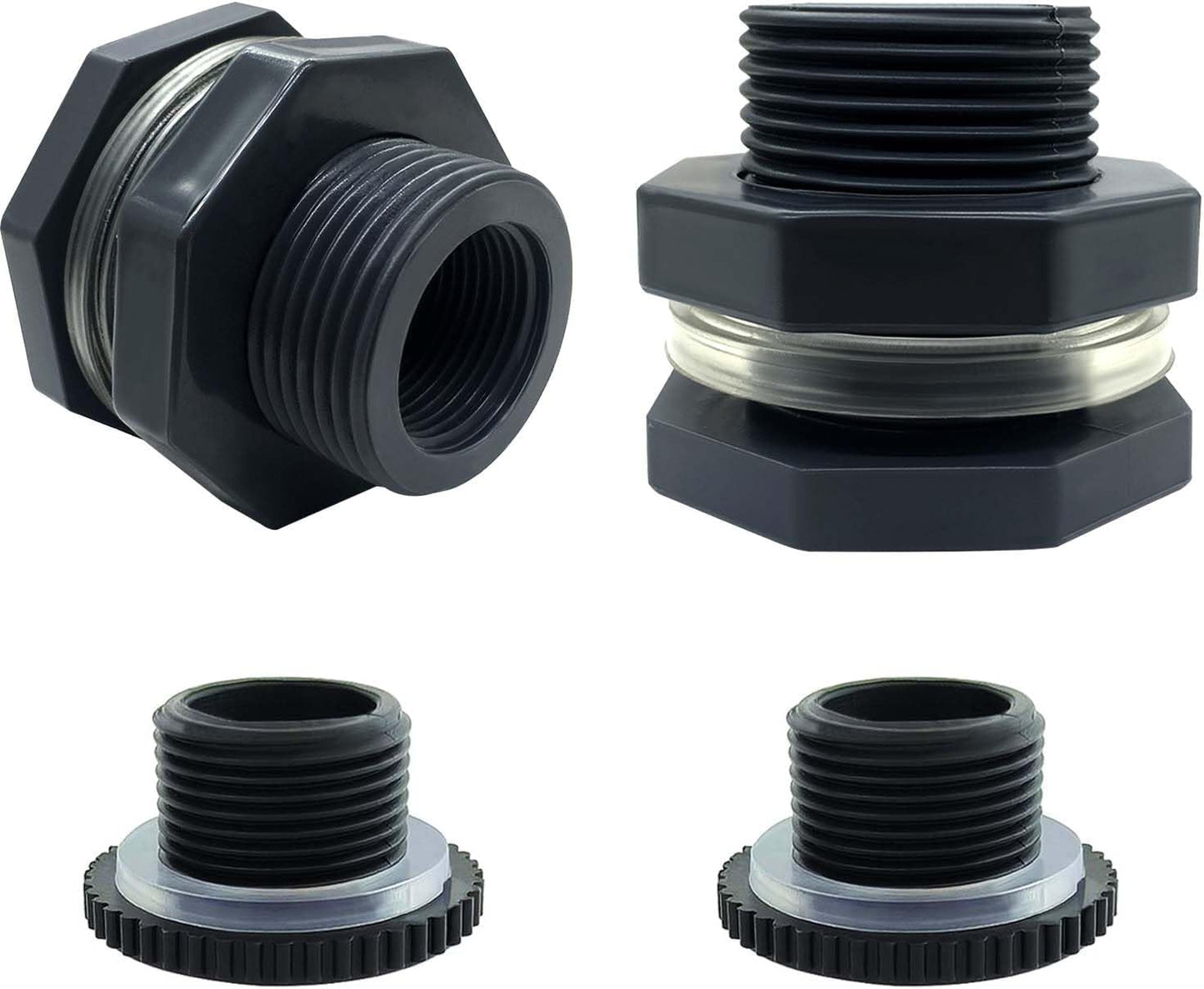 Juego 2 conectores PVC mamparo agua 3-1/8pulg con tapones