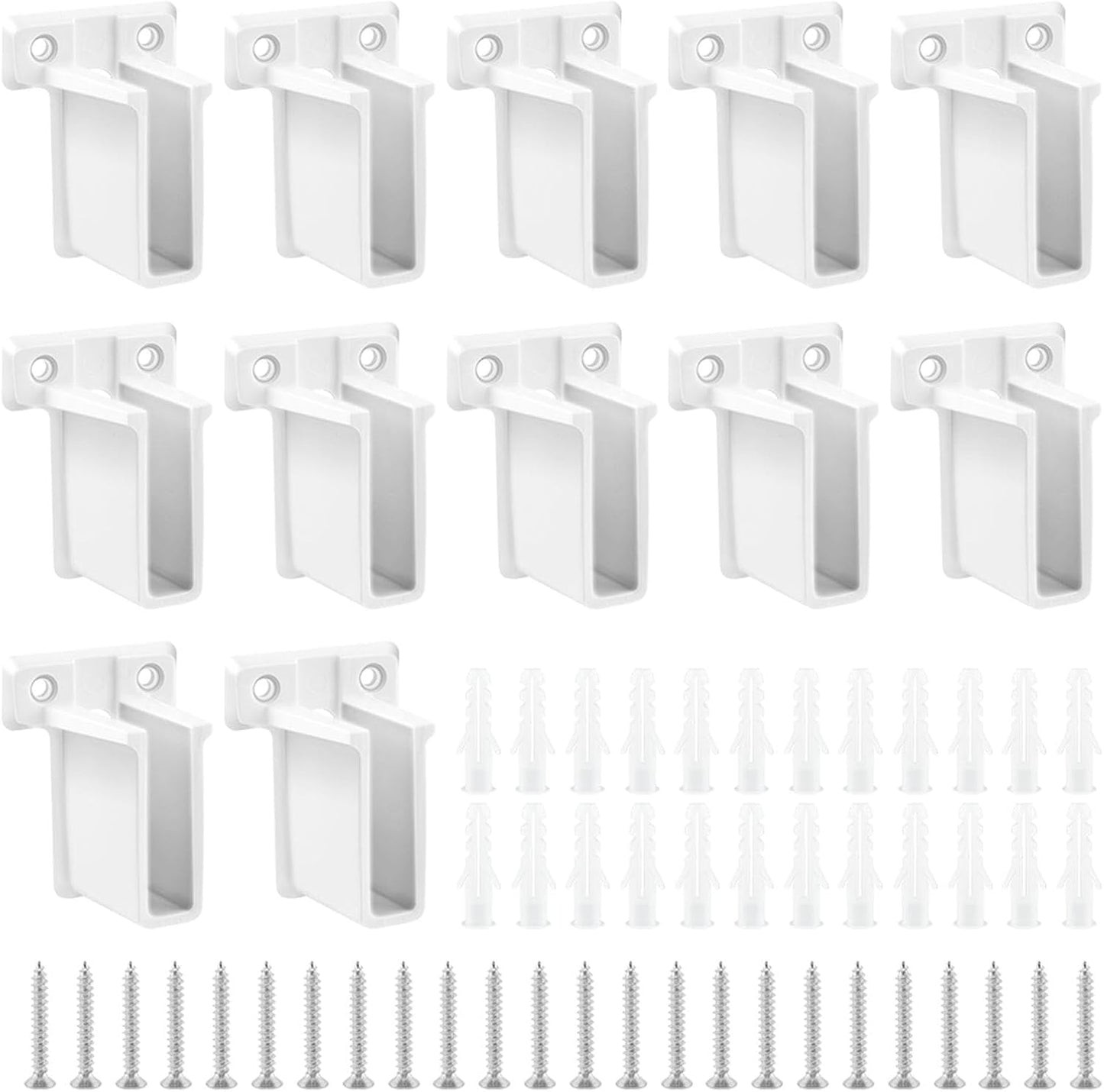 Pack 12 Soportes Estante Plástico Sujetadores Pared