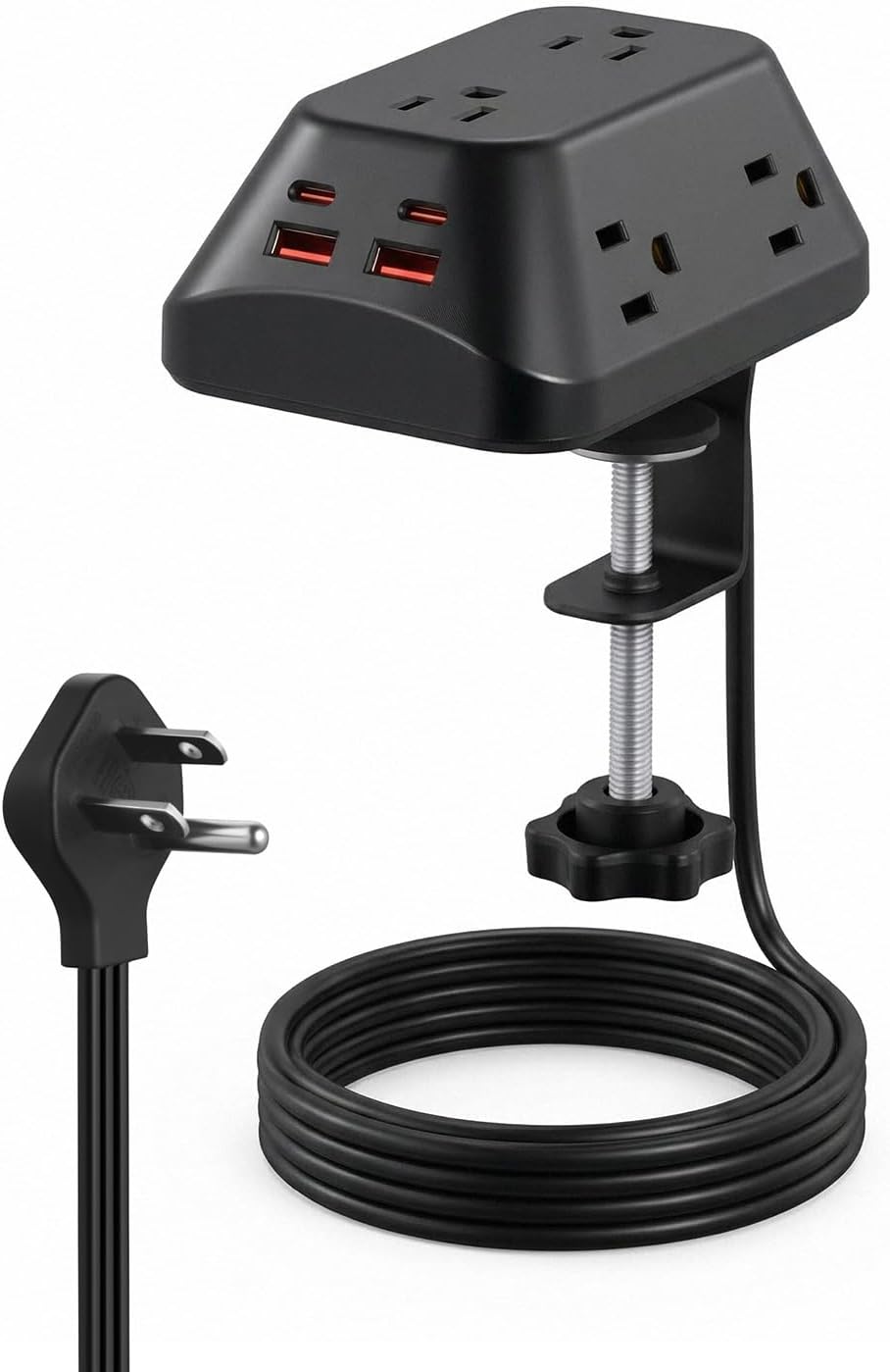 Regleta alimentación escritorio 6 salidas CA 4 USB con abrazadera