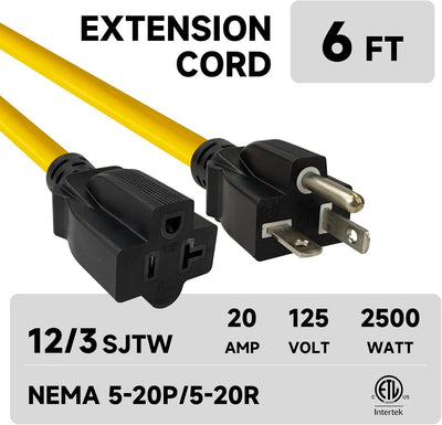 Cable extensión exterior 6ft enchufe T-Blade 12/3 SJTW 20A