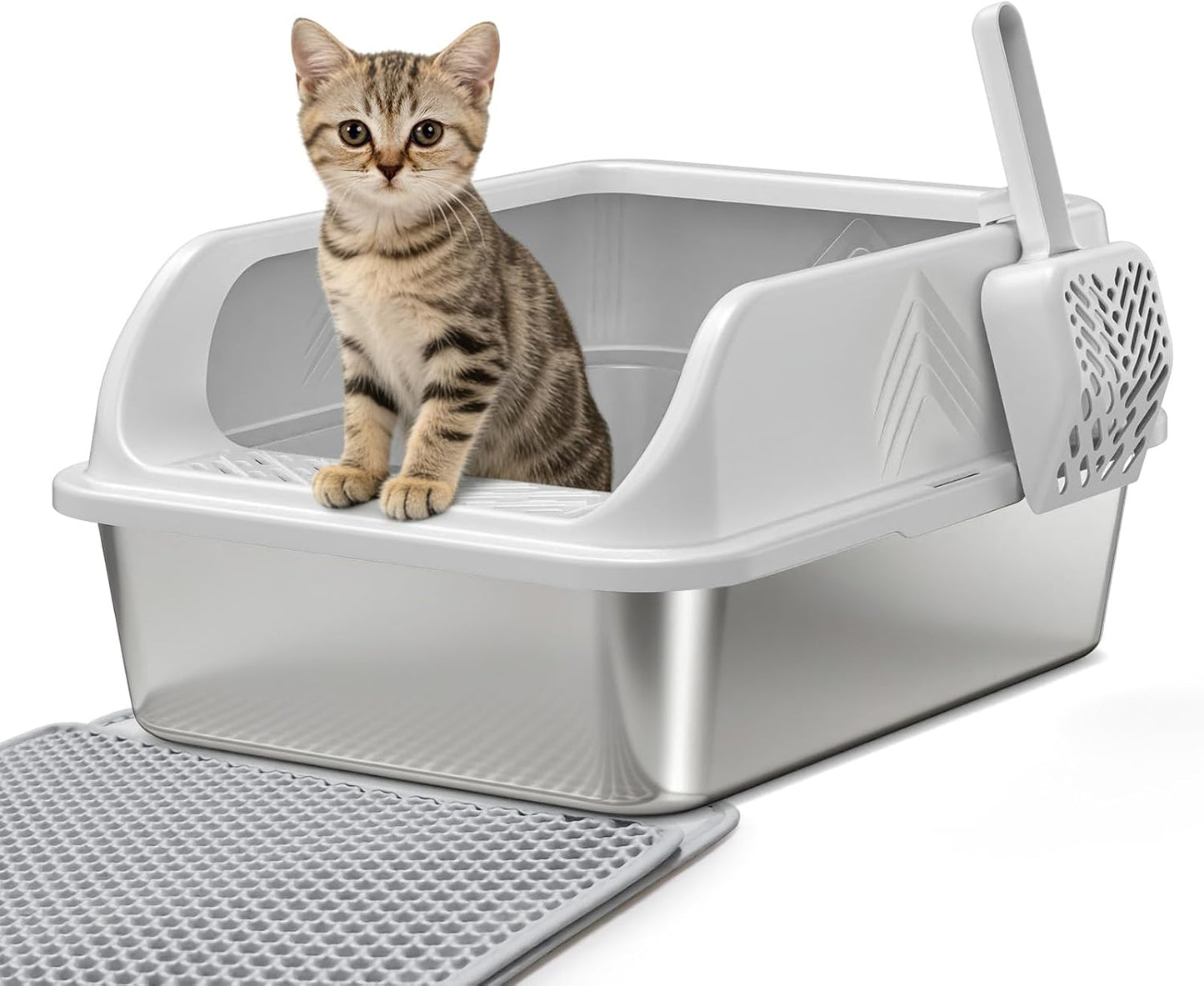 Caja arena acero inox con tapa para gatos pequeños y lesionados
