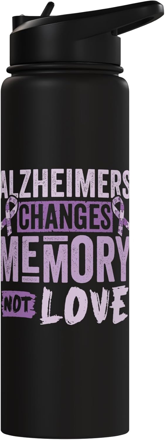 Botella agua acero inox aislada para mujer con Alzheimer