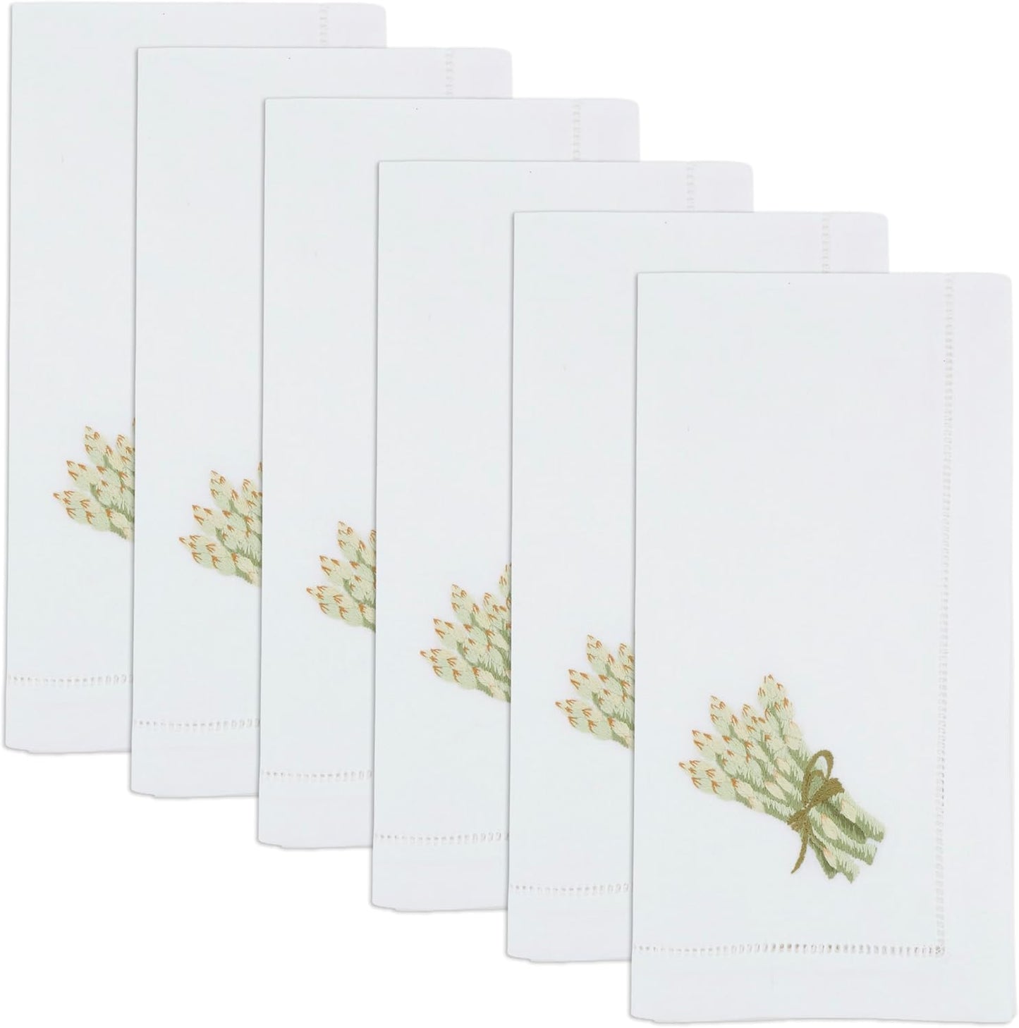 Set 6 Servilletas Algodón Bordado Espárragos 20x20pulg