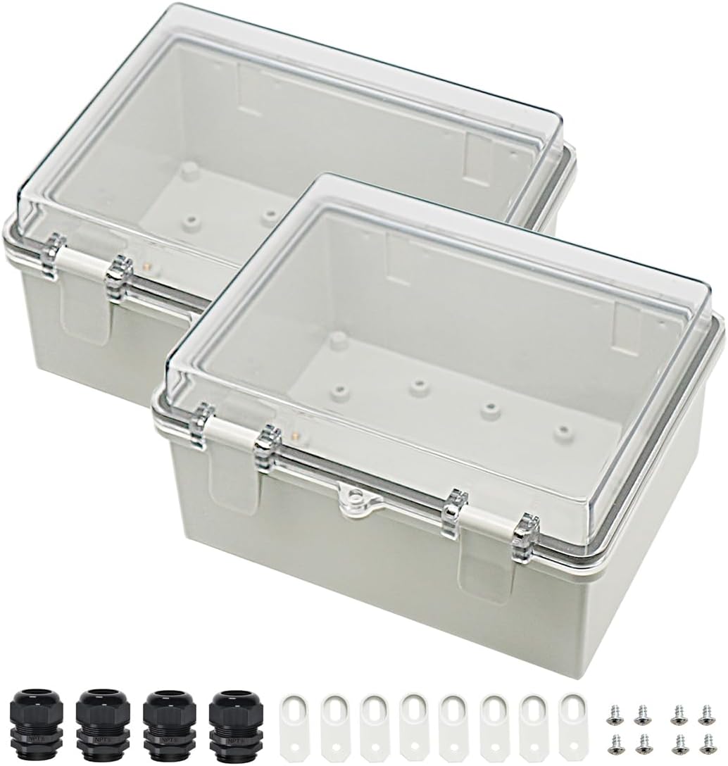 2 Pzas Caja Conexión Plástico ABS IP65 Impermeable Exteriores