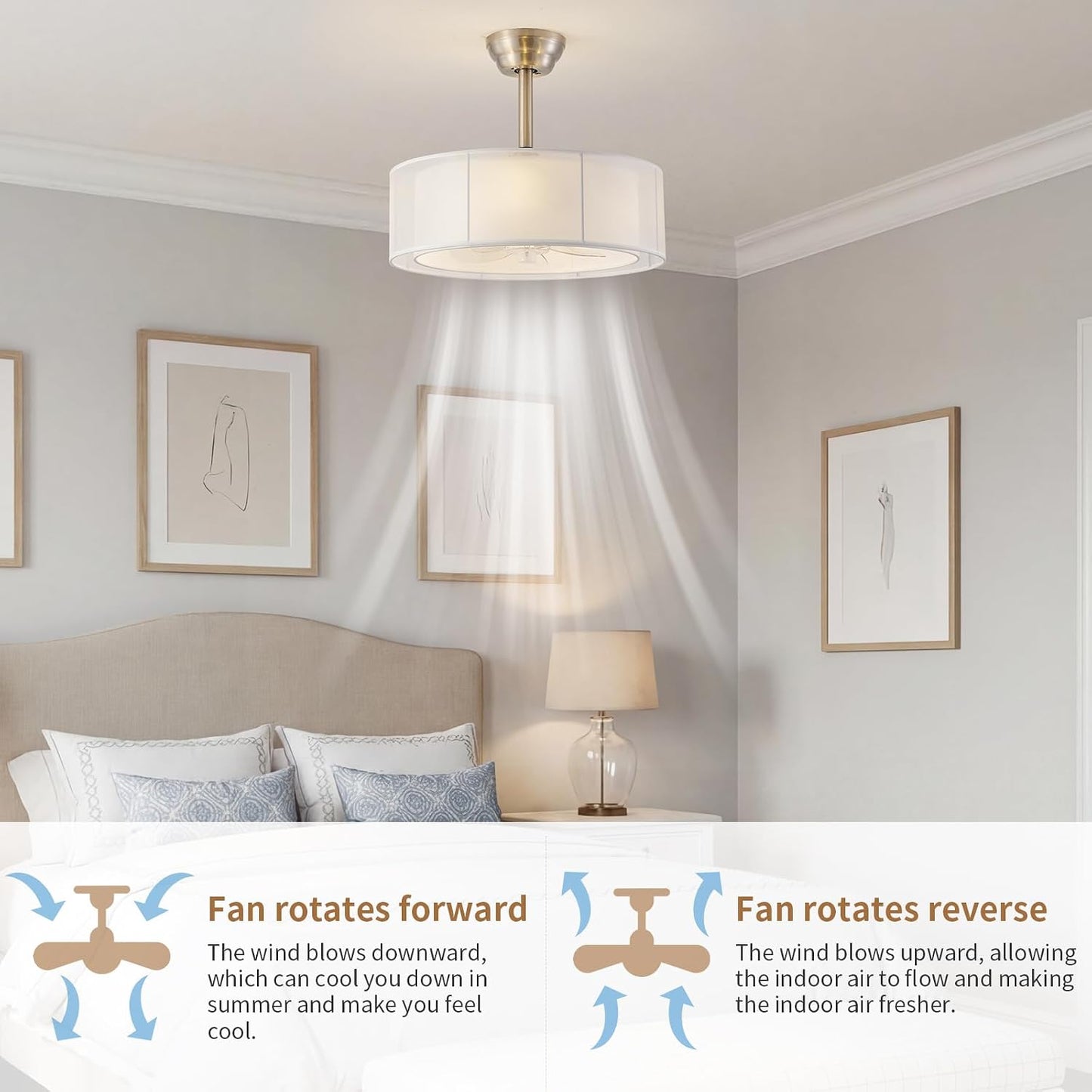 Fan techo con luz control remoto 6 velocidades estilo boho