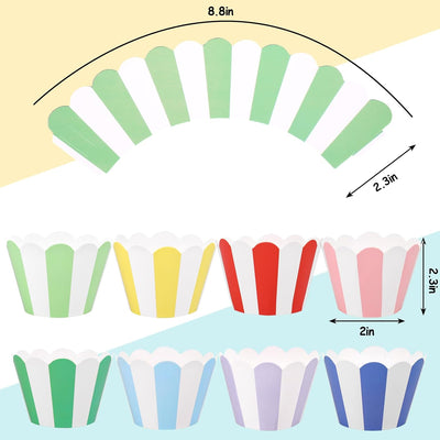 48 Envoltorios Cupcakes a Rayas Colores 8 Diseños