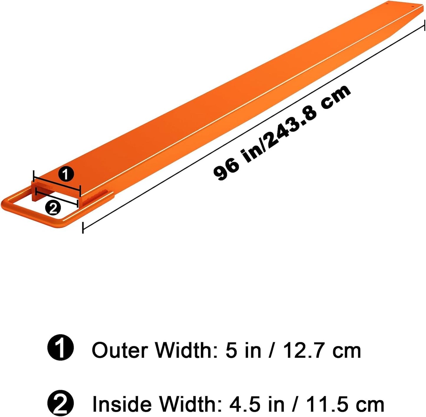 Extensión horquilla palet 4.5x96pulg acero resistente 1 par naranja