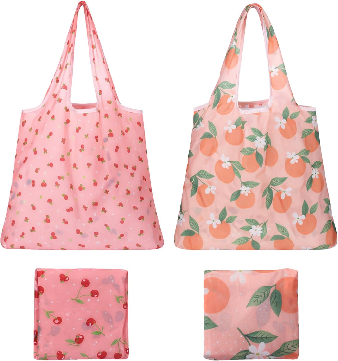4 Pzas Bolsas Plegables Reutilizables Poliéster 2 Estilos