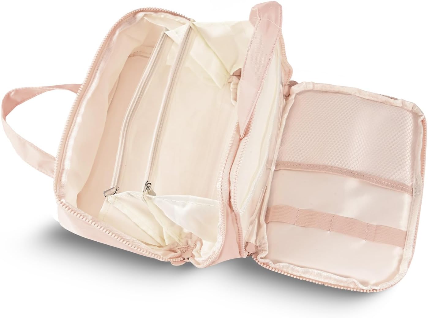Bolsa maquillaje viaje gran capacidad con divisor asa rosa