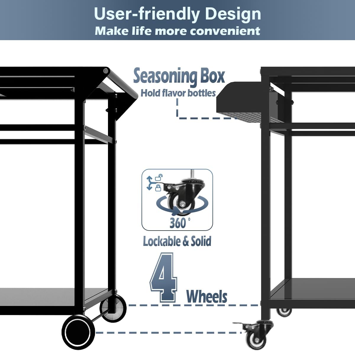 Mesa carrito parrilla Blackstone 17-22pulg doble estante patio