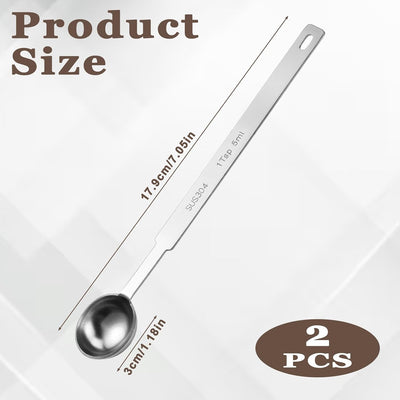 2 Cucharaditas Medidoras Acero Inox 0.2oz Mango Largo