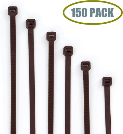 150 Bridas Madera Marrón 10pulg Exteriores Jardín Oficina