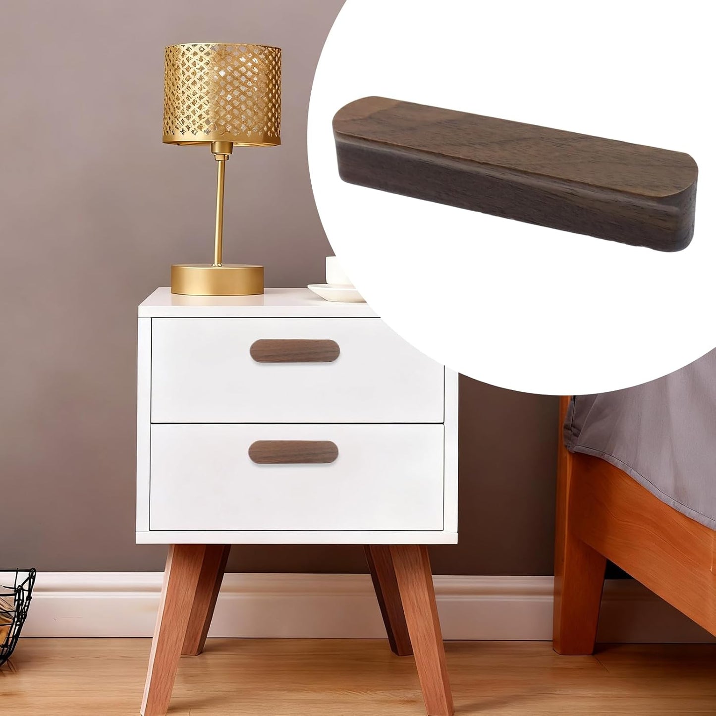 6 Tiradores Madera Nogal 3.93pulg para Muebles Armario