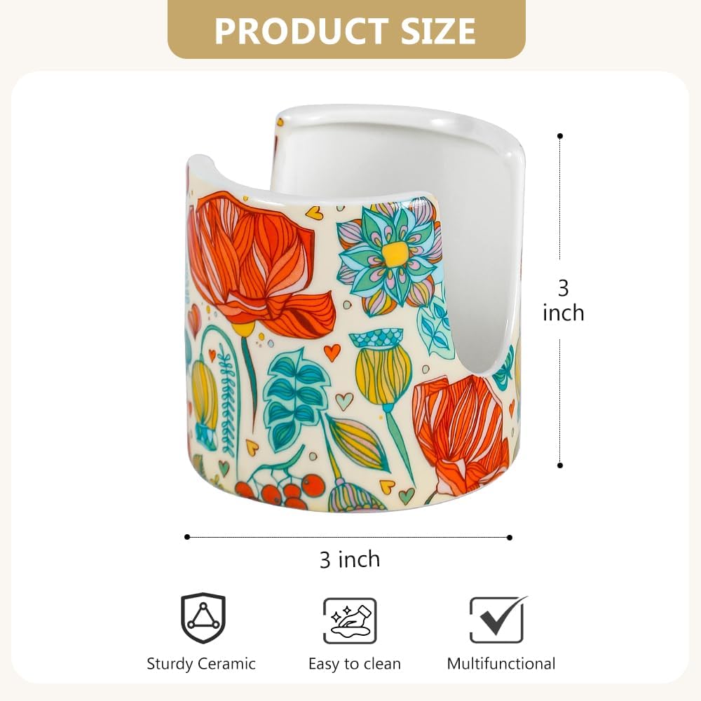 Soporte de esponja para fregadero de cocina y baño con flor roja