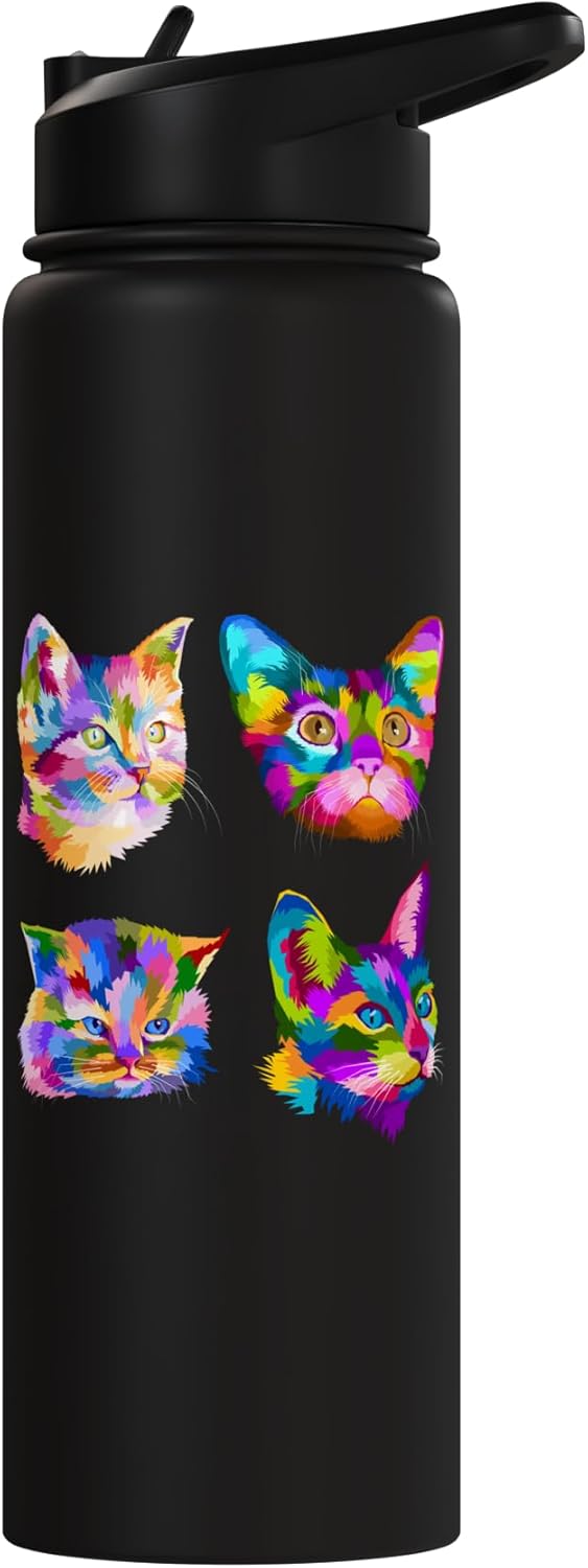 Bottella de agua acero inoxidable Pop Art Cats aislada