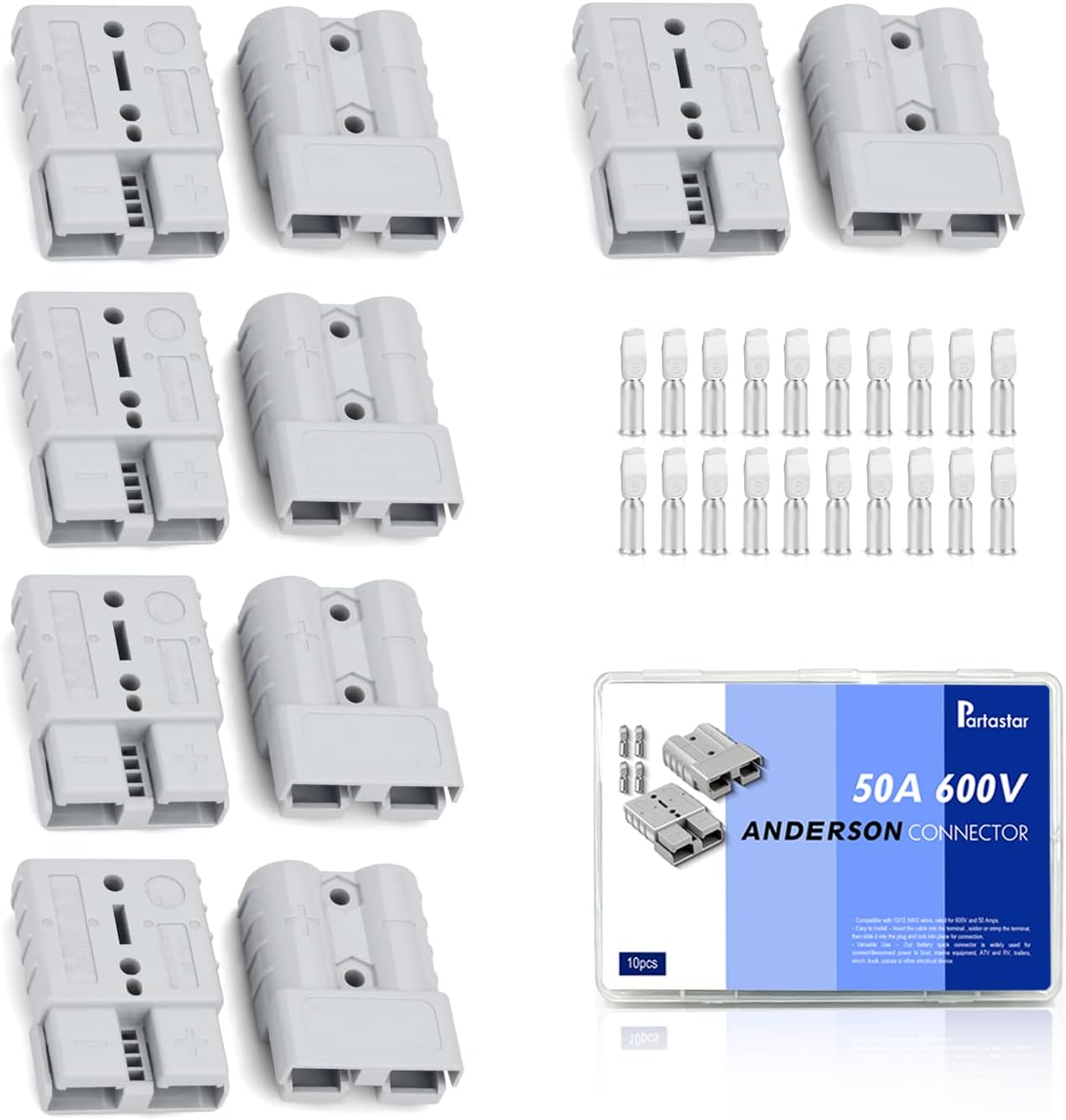 Pack 10 Conectores Batería 50A Comp SB50 600V Panel Solar