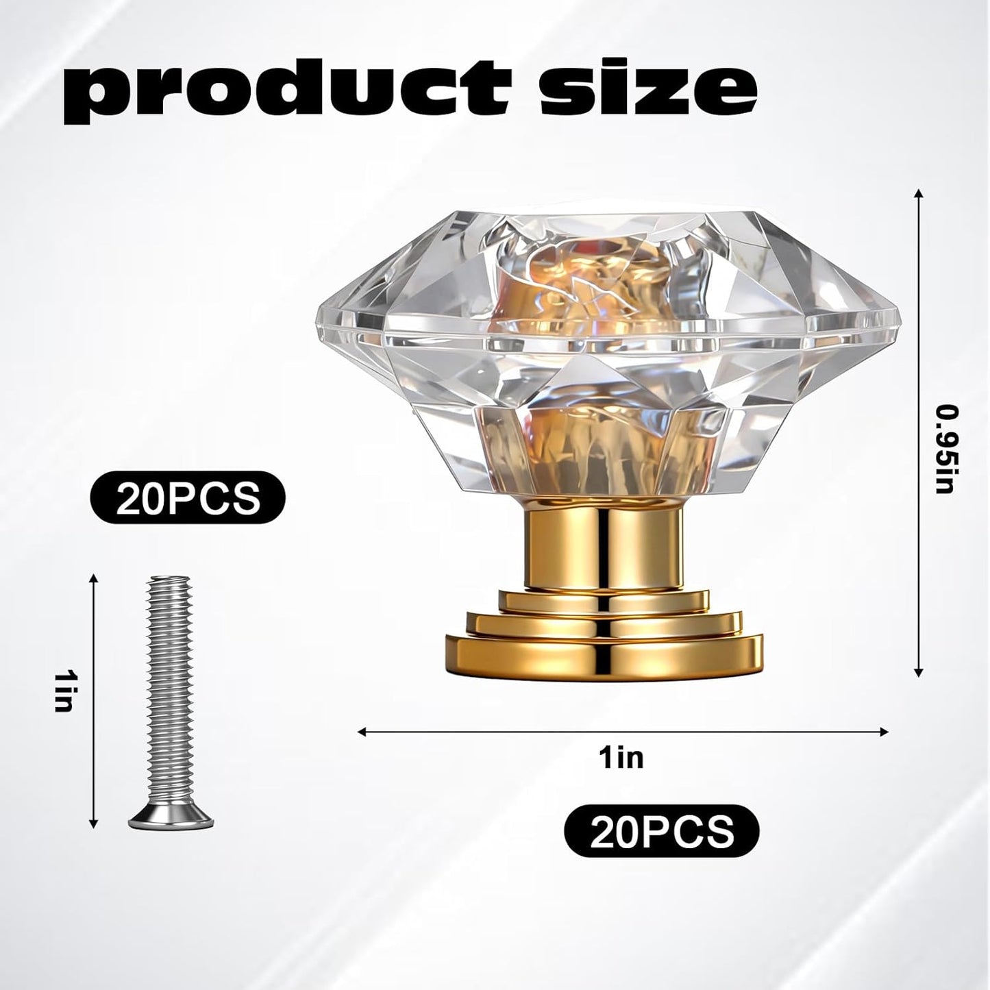 20 Pomos Cristal Tiradores Acrílicos Forma Diamante