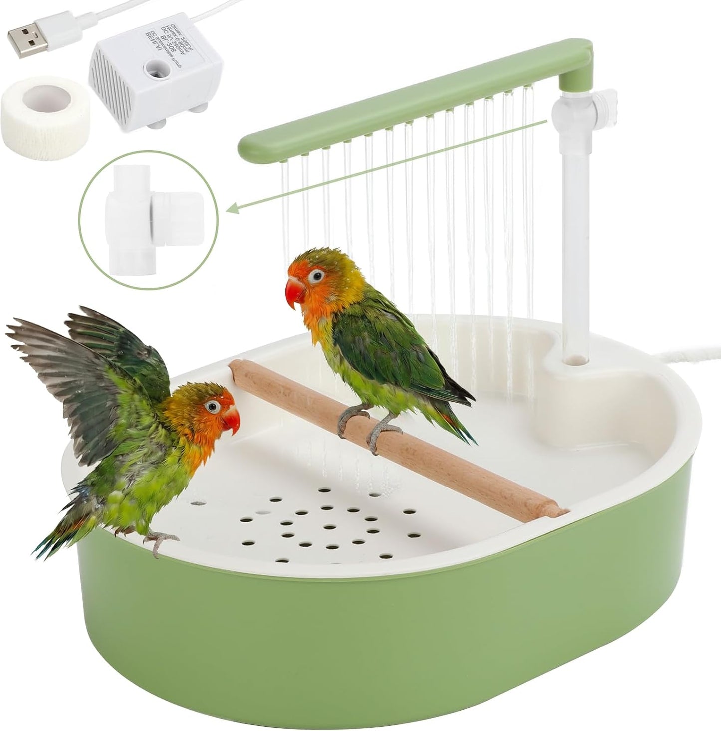 Bañera automática para pájaros con agua circulante