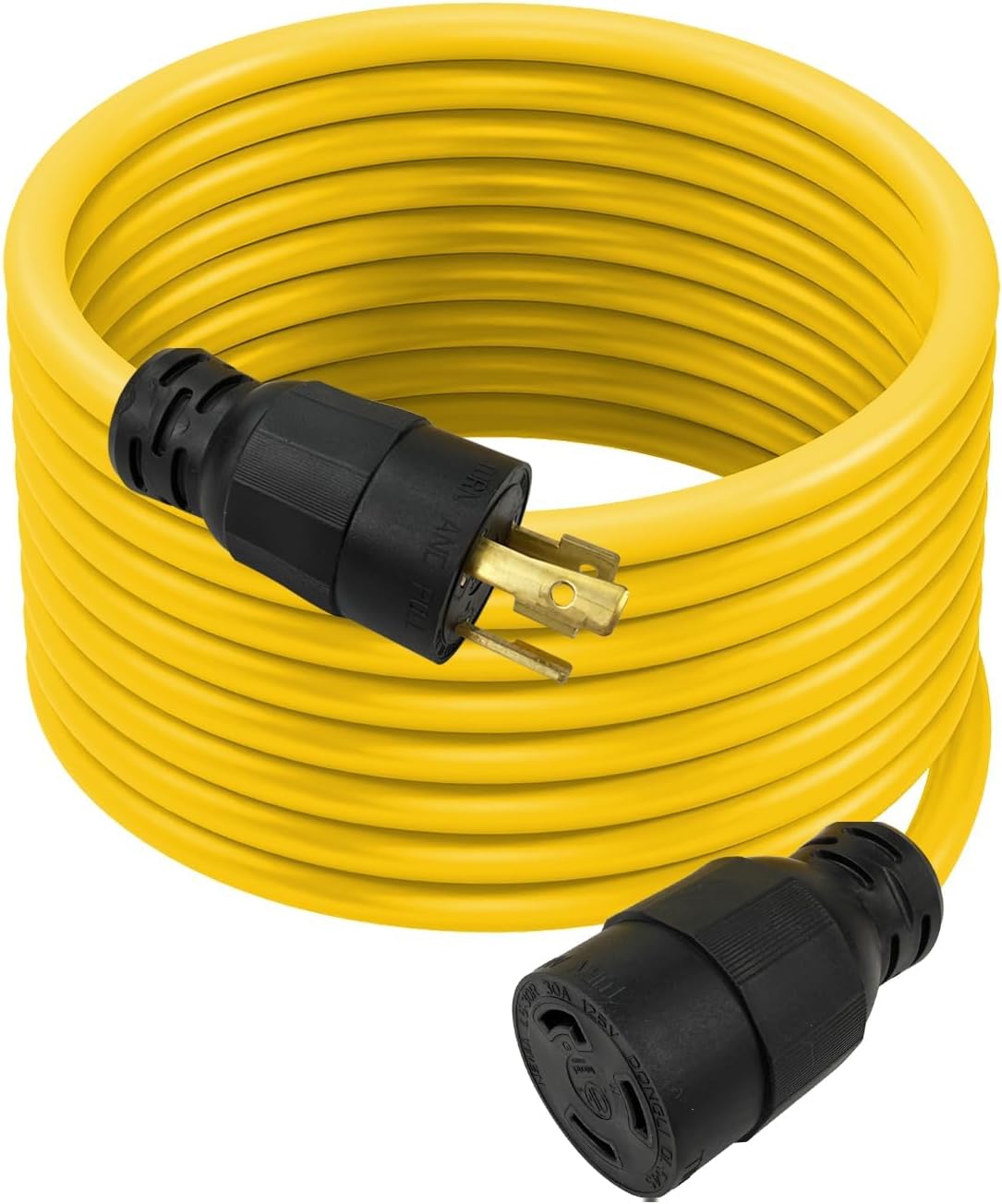 Cable extensión generador 50ft 30A 125V NEMA L5-30P/R negro