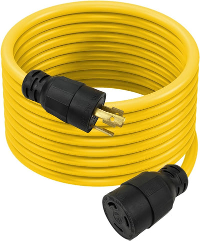 Cable extensión generador 50ft 30A 125V NEMA L5-30P/R negro