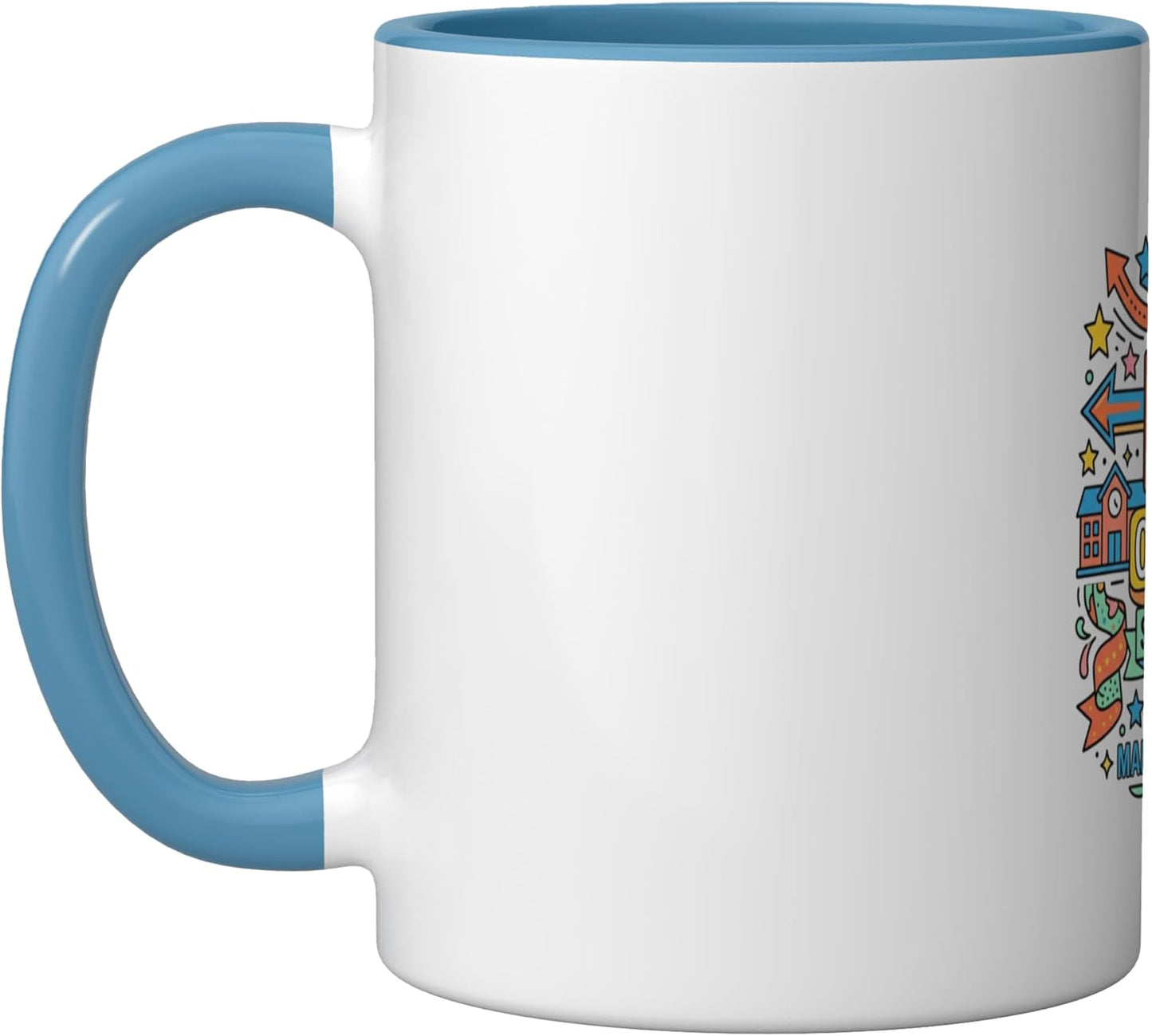 Taza Cerámica para Escuela Azul/Blanco