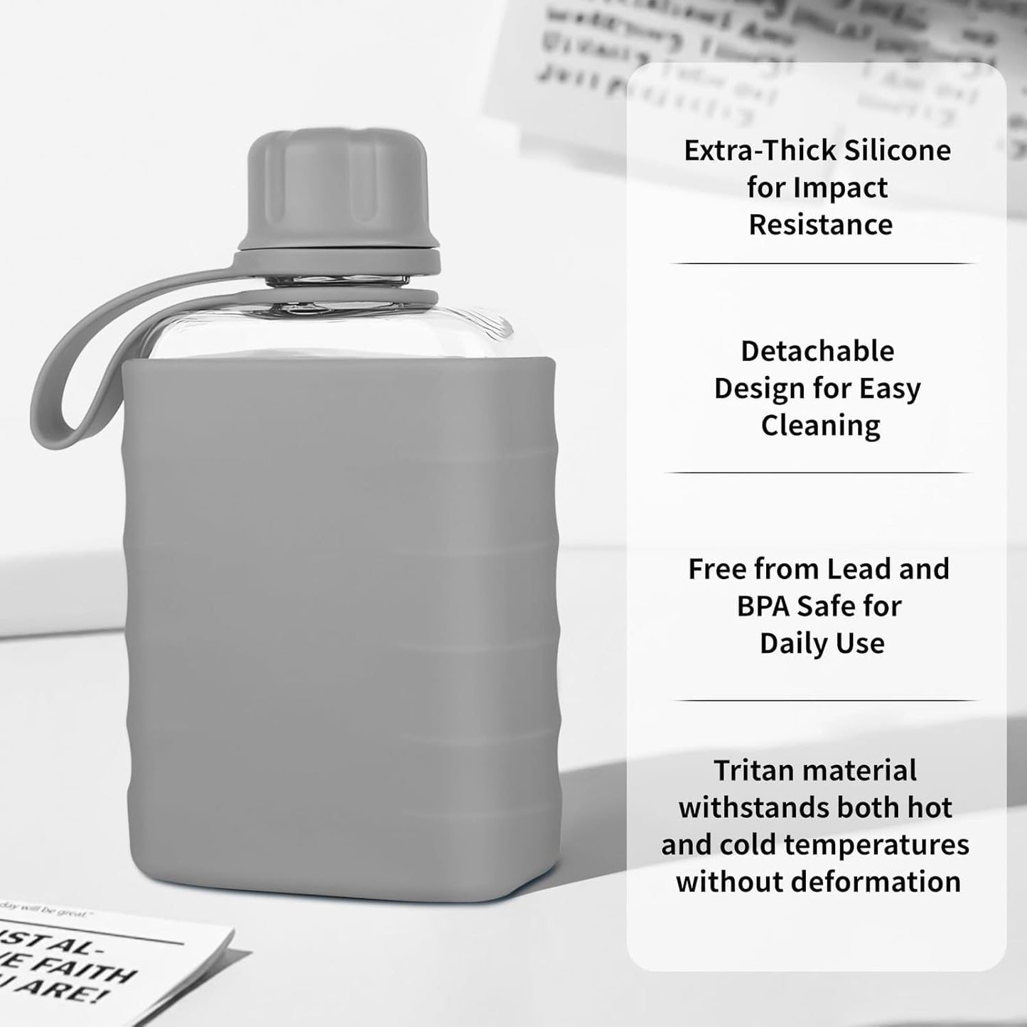 Frasco portátil con funda silicona 8.2oz Tritan transparente