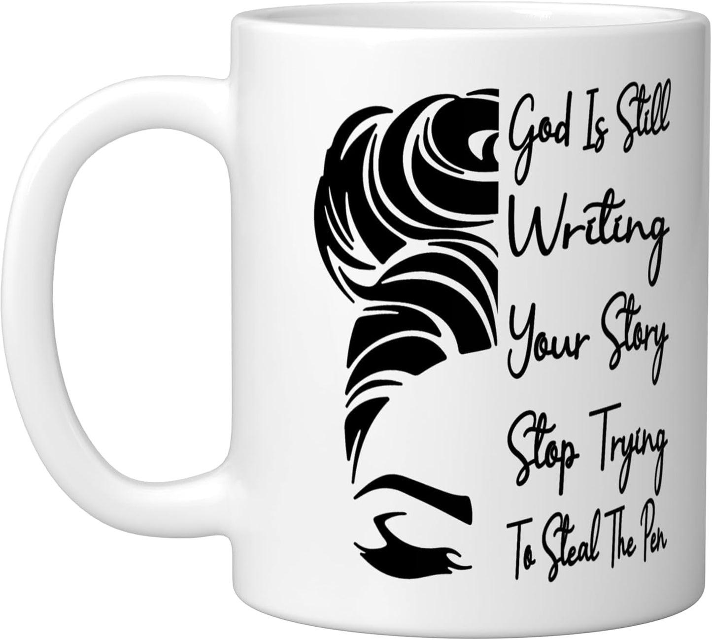 Taza de cerámica God Is Still Writing Your Story en blanco