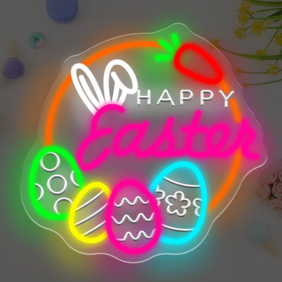 Corona huevo Pascua neón decoración puerta pared foto niños